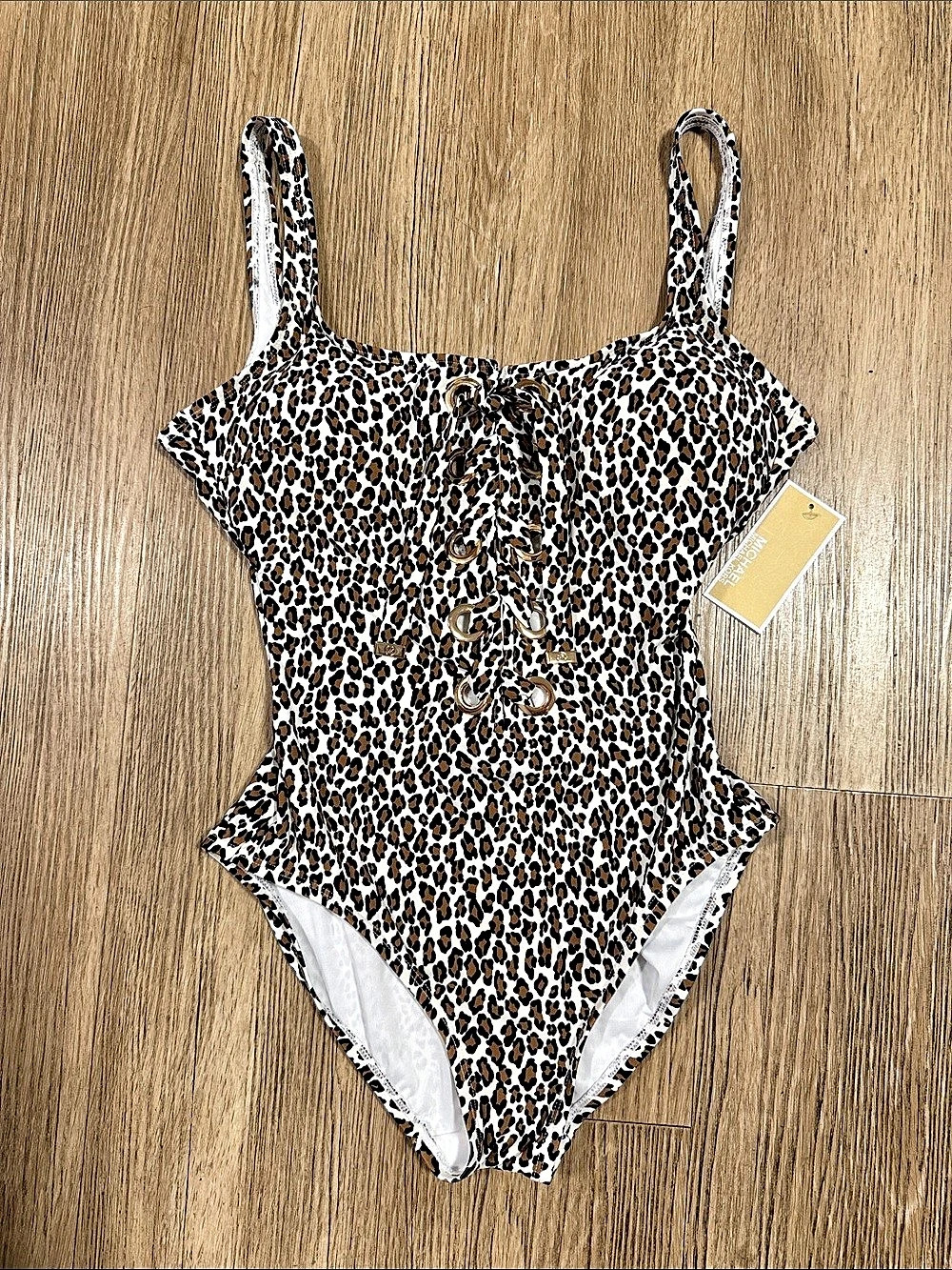 Michael Kors Leopard Print One-Piece Swimsuit Size 12 NWT